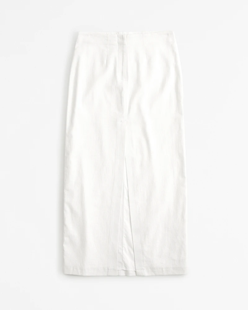 Mid Rise Linen-Blend Maxi Skirt