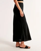 Linen-Blend Column Maxi Skirt