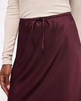 Mid Rise Satin Maxi Skirt