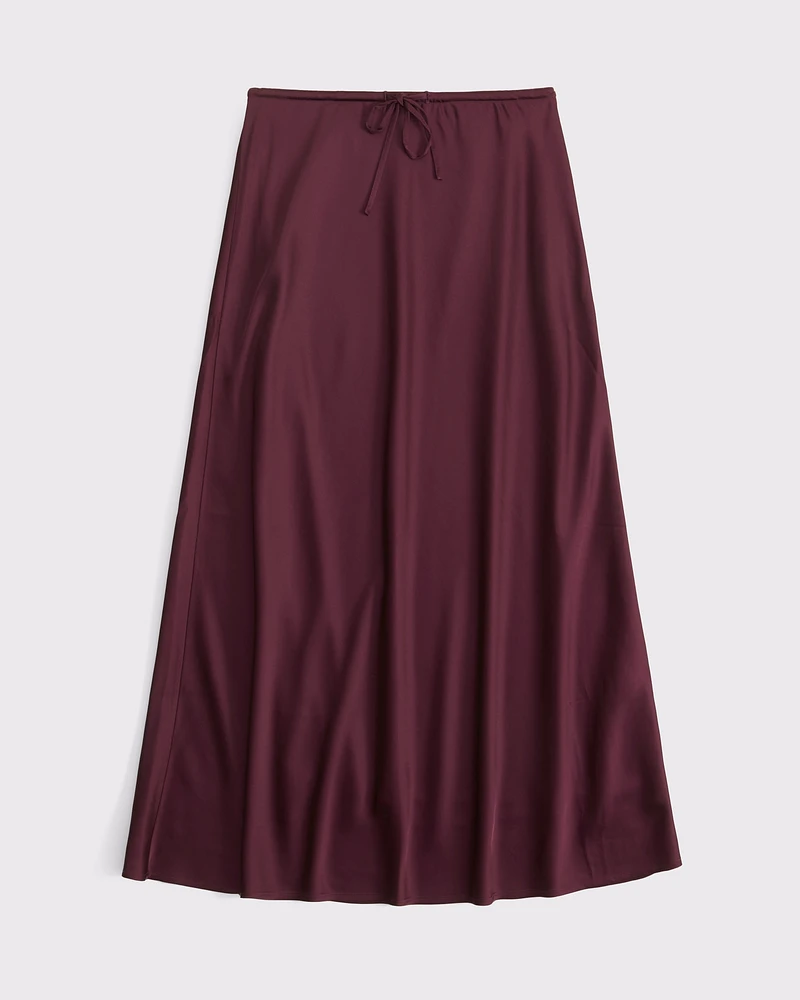 Mid Rise Satin Maxi Skirt