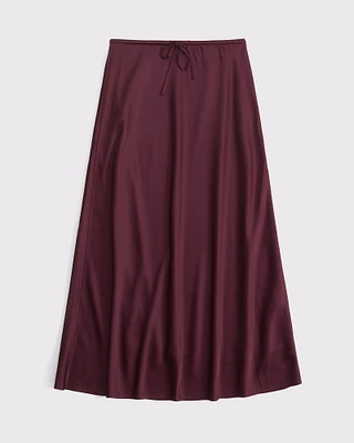 Mid Rise Satin Maxi Skirt