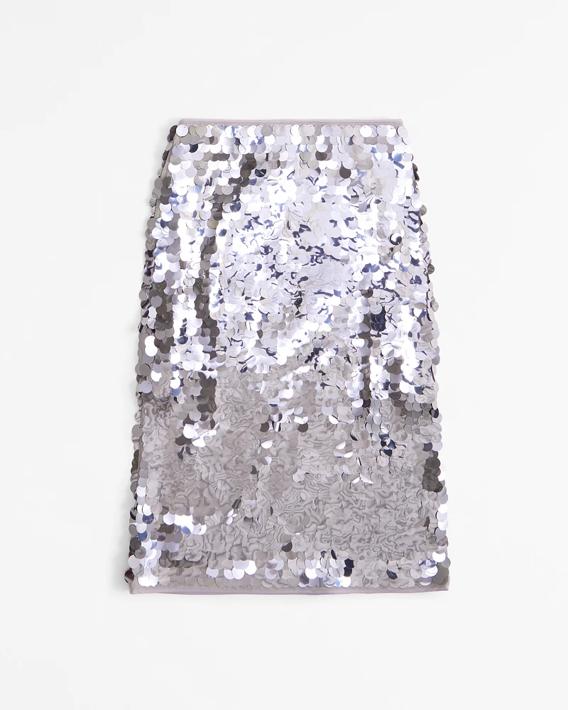 High Rise Sequin Midi Skirt