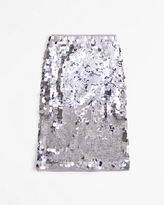 High Rise Sequin Midi Skirt