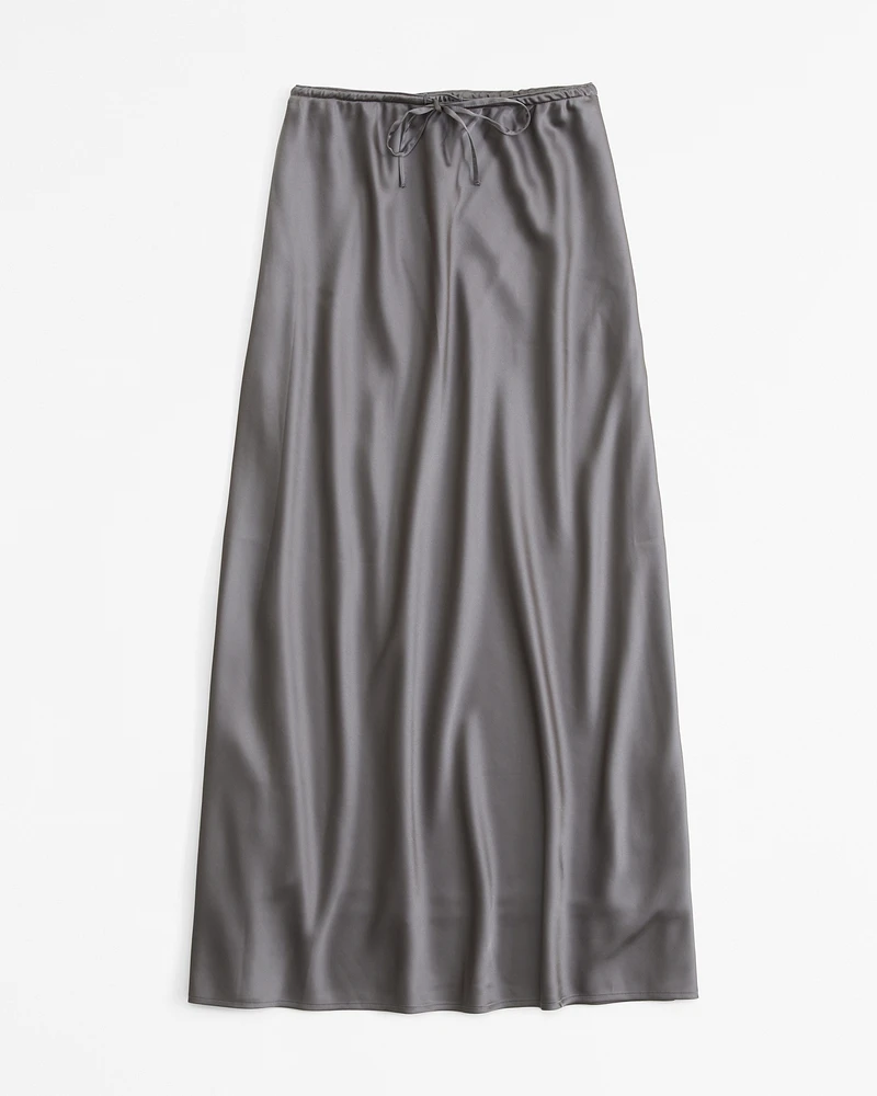 Mid Rise Satin Maxi Skirt