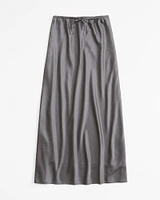 Mid Rise Satin Maxi Skirt