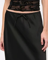 Mid Rise Satin Maxi Skirt