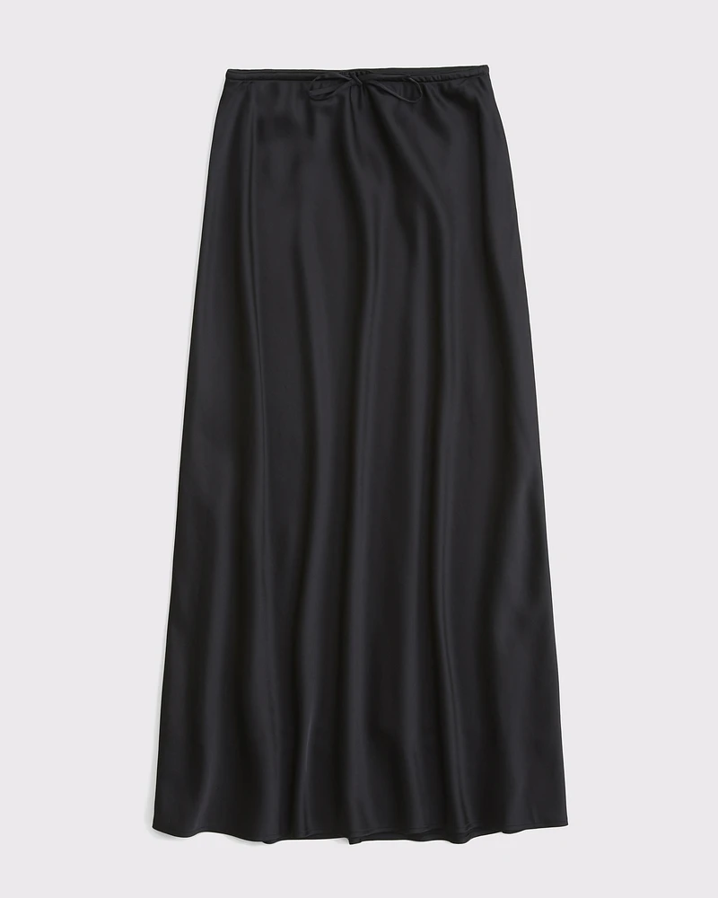 Mid Rise Satin Maxi Skirt