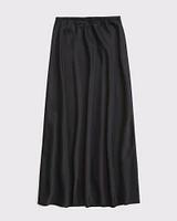 Mid Rise Satin Maxi Skirt