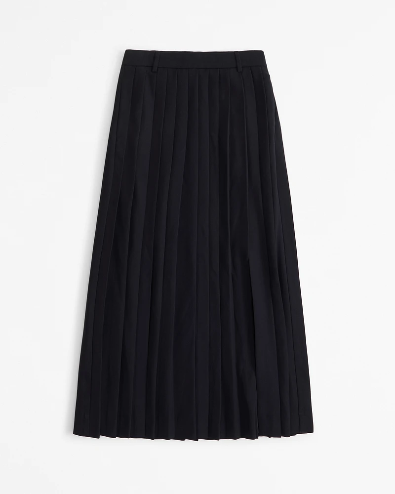 Mid Rise Pleated Maxi Skirt