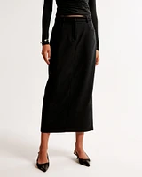 Mid Rise Tailored Maxi Skirt