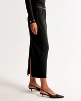 Mid Rise Tailored Maxi Skirt