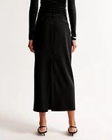 Mid Rise Tailored Maxi Skirt