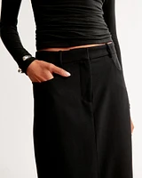 Mid Rise Tailored Maxi Skirt