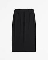 Mid Rise Tailored Maxi Skirt