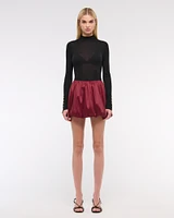Mid Rise Bubble Hem Mini Skort