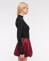 Mid Rise Bubble Hem Mini Skort