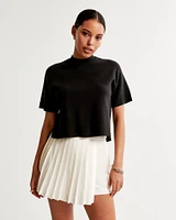 Pleated Wrap Mini Skirt