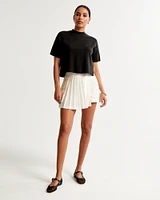 Pleated Wrap Mini Skirt