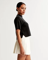 Pleated Wrap Mini Skirt