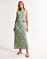 Crinkle Nylon Maxi Skirt