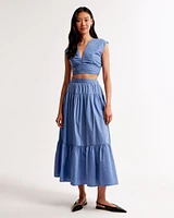 Poplin Tiered Maxi Skirt