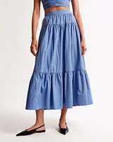 Poplin Tiered Maxi Skirt