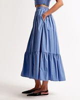 Poplin Tiered Maxi Skirt