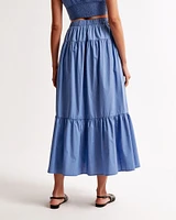 Poplin Tiered Maxi Skirt