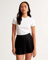 Pleated Wrap Mini Skirt