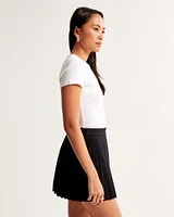 Pleated Wrap Mini Skirt