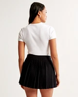 Pleated Wrap Mini Skirt