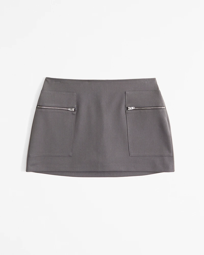 Mid Rise Zip Mini Skort