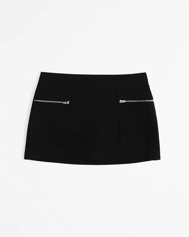 Mid Rise Zip Mini Skort