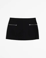 Mid Rise Zip Mini Skort