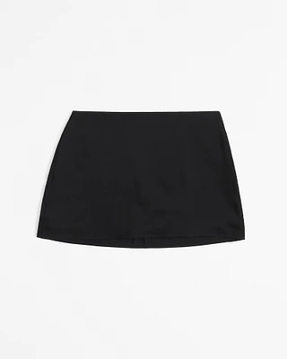 Mid Rise Satin Mini Skort