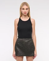 Mid Rise Metallic Mini Skort