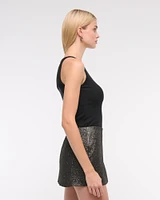 Mid Rise Metallic Mini Skort