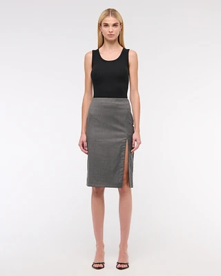 Mid Rise Pencil Midi Skirt