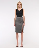 Mid Rise Pencil Midi Skirt