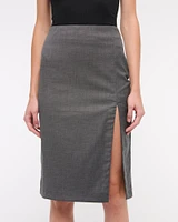 Mid Rise Pencil Midi Skirt