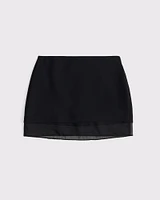 Mid Rise Sheer Hem Mini Skort