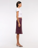 Mid Rise Vegan Leather Pencil Midi Skirt