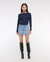 Low Rise Denim Mini Skirt