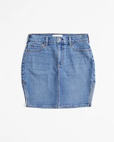 Mid Rise Denim Pencil Midi Skirt
