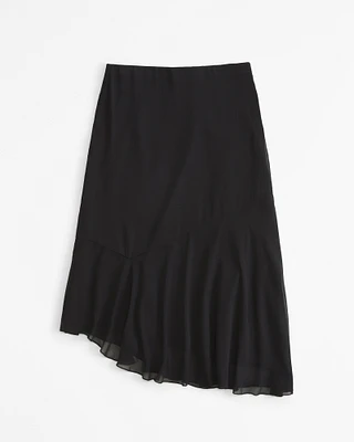 Crinkle Asymmetrical Midi Skirt