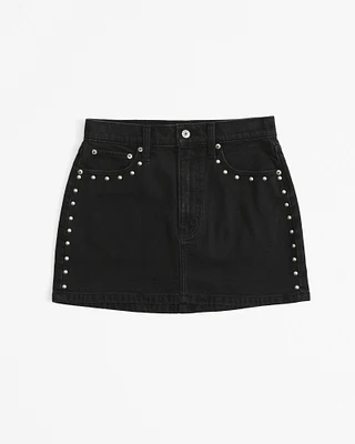 Denim Studded Mini Skirt