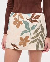 The A&F Scarlett Mid Rise Linen-Blend Mini Skort