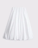 Mid Rise Bubble Hem Maxi Skirt