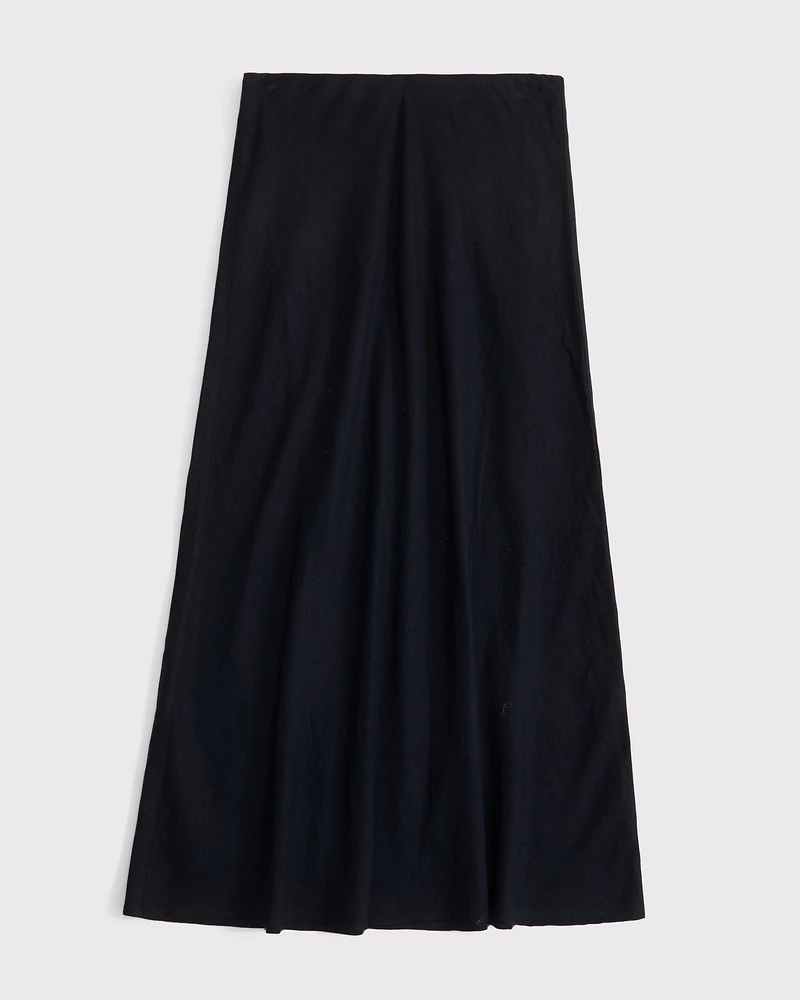 Mid Rise Linen-Blend Maxi Skirt