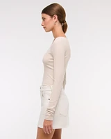 Mid Rise Denim Mini Skirt